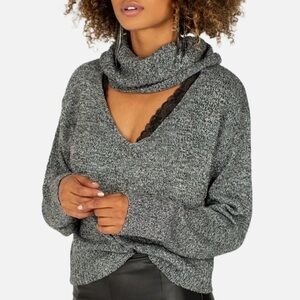 Joyfolie Mia Joy Hazel Turtleneck Cut-Out Sweater